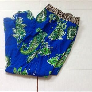 Angelo Marani Blue Paisley Pants Slacks Leopard